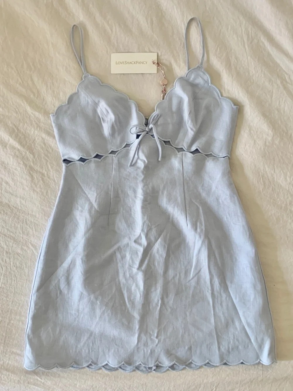 LoveShackFancy | Dresses | Love Shack Fancy Sydow Mini Linen Dress Blue 4  Nwt | Poshmark